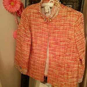 Chicos embellished tweed jacket